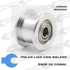 Polea lisa con balero para banda 6mm
